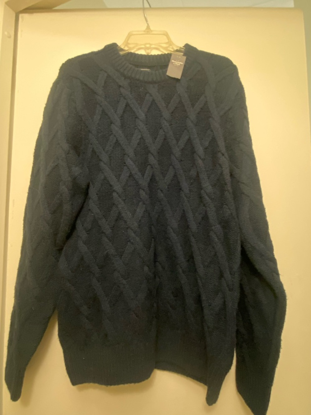 Abercrombie & Fitch Navy Cable-Knit Crewneck Sweater